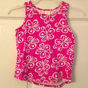 Gymboree pink and white butterfly sleeveless shirt size 5